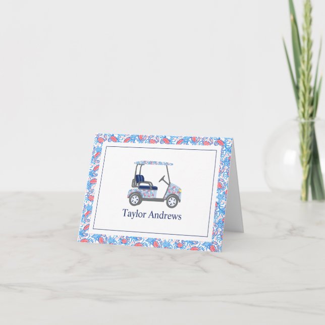 Preppy Patriotic Crabs Handflatan Beach Golf Cart Tack Kort (Framsida)