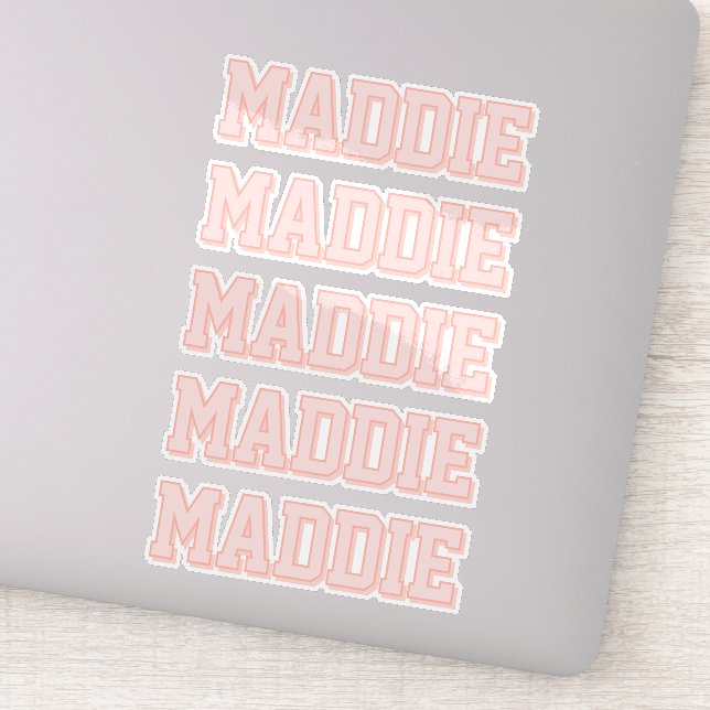 Preppy Peach Namn Klistermärken (Detalj)