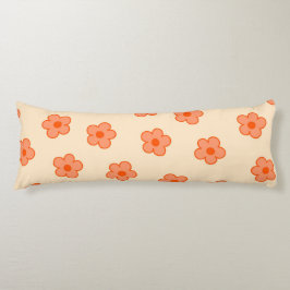 Preppy Peach Orange Hippie Flower Kroppskudde