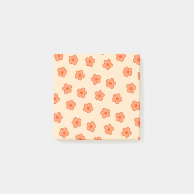 Preppy Peach Orange Hippie Flower Post-it Block (Framsida)