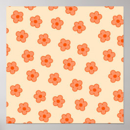 Preppy Peach Orange Hippie Flower Poster