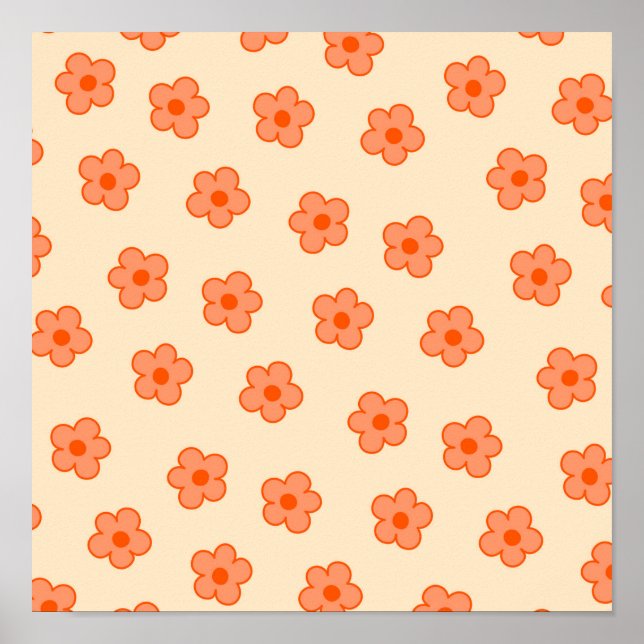 Preppy Peach Orange Hippie Flower Poster (Framsidan)