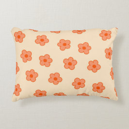 Preppy Peach Orange Hippie Flower Prydnadskudde