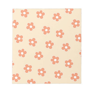 Preppy Peach White Hippie Flower Mönster Anteckningsblock