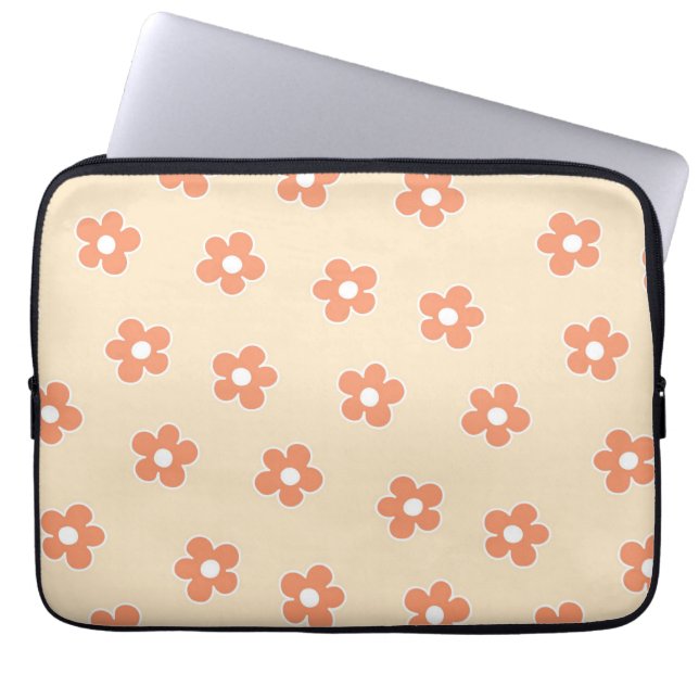 Preppy Peach White Hippie Flower Mönster Laptop Fodral (Framsidan)