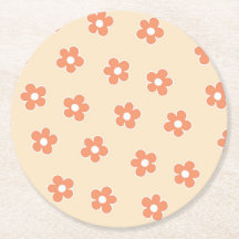 Preppy Peach White Hippie Flower Mönster