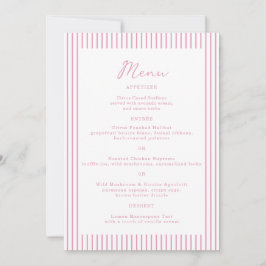 Preppy Peony Pink Chic Monogram Wedding Menu Card Inbjudningar
