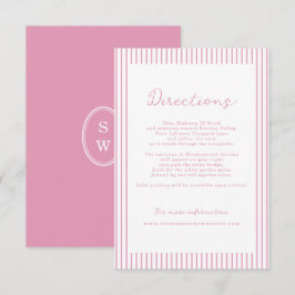 Preppy Peony Pink Chic Wedding Directions Card Tilläggskort