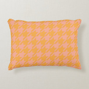 Preppy Pepita Houndstooth Pastel Rosa Peach Prydnadskudde