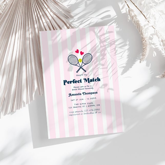 Preppy perfekt match tennis bröllopsdusch inbjudningar (Preppy Perfect Match Tennis Bridal Shower Invitation)