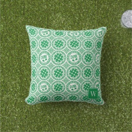 Preppy Pickleball Damask – Green Dink Motif   Kudde
