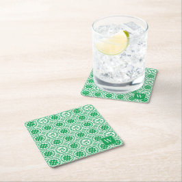 Preppy Pickleball Damask – Grön Dink-mönster   Underlägg Papper Kvadrat