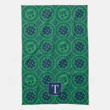 Preppy Pickleball Damask - Navy & Green Dink