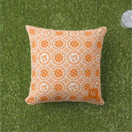 Preppy Pickleball Damask – Orange Dink-mönster   Kudde