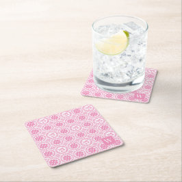 Preppy Pickleball Damask – Rosa Dink-mönster   Underlägg Papper Kvadrat