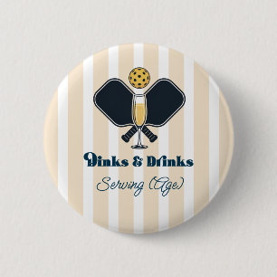 Preppy Pickleball Dinks & Drinks Serverarålder Knapp