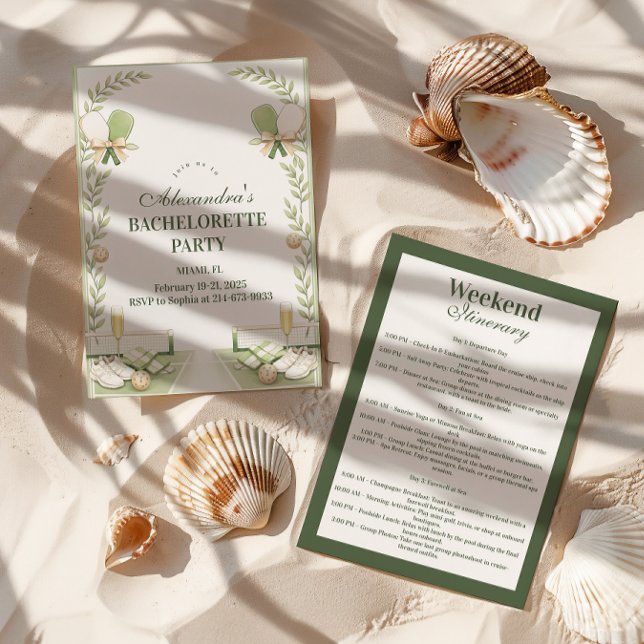 Preppy Pickleball Garden Bachelorette Party Inbjudningar (Skapare uppladdad)