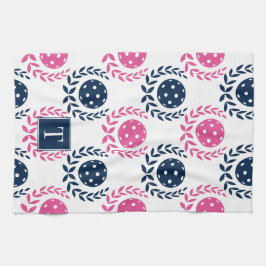 Preppy Pickleball Laurel Wreath - Navy & Hot Pink Kökshandduk