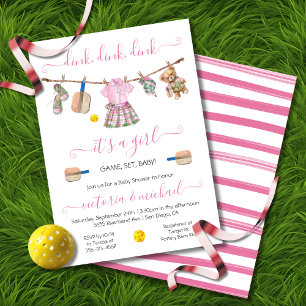 Preppy Pickleball Party Dink Girl Baby Shower Inbjudningar