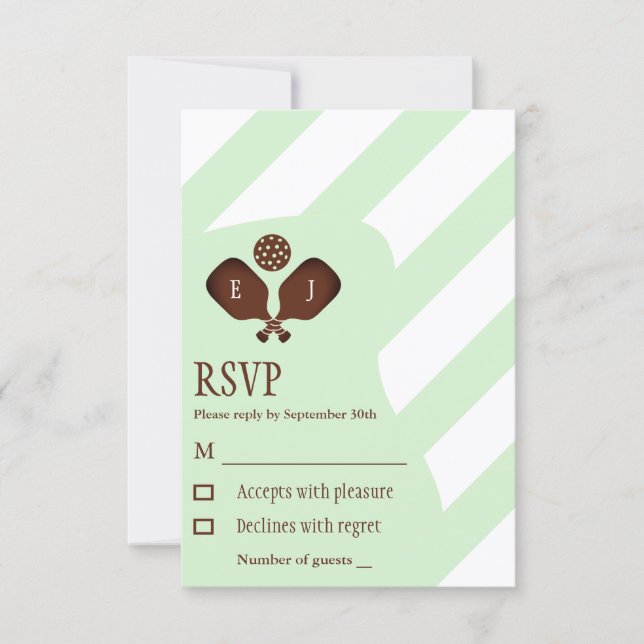 Preppy Pickleball Stripes Wedding OSA Kort (Framsida)