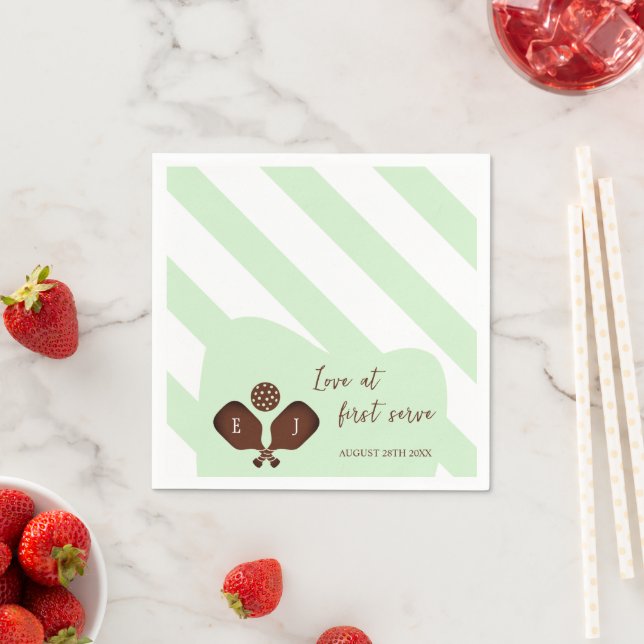 Preppy Pickleball Stripes Wedding Pappersservett (Insitu)
