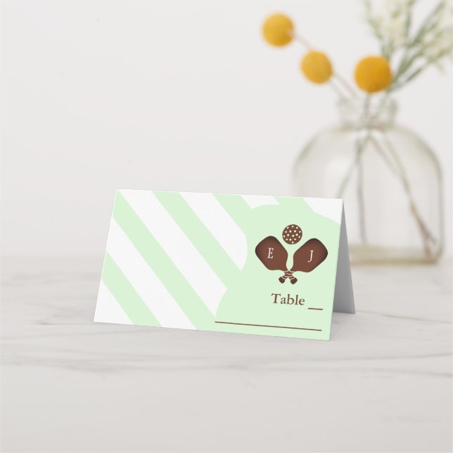 Preppy Pickleball Stripes Wedding Placeringskort (Framsida)