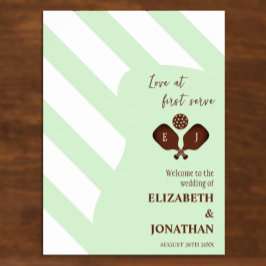 Preppy Pickleball Stripes Wedding Poster