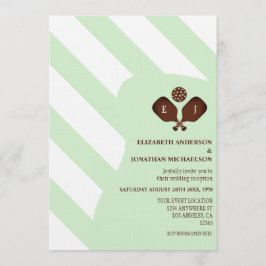 Preppy Pickleball Stripes Wedding Reception Inbjudningar