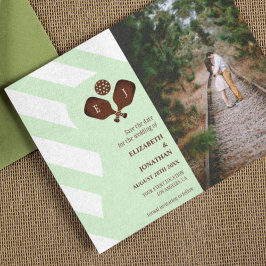 Preppy Pickleball Stripes Wedding Spara Datumet