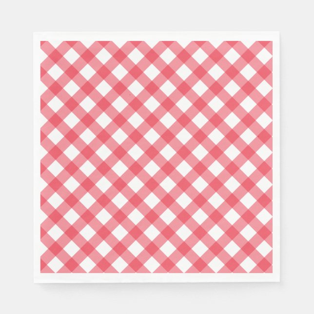 Preppy Picnic Red Play Gingham Party Pappersservett (Framsidan)