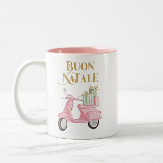 Preppy Pink Christmas Moped Buon Natale Mug Två-Tonad Mugg