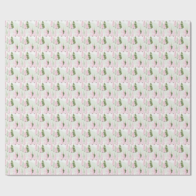 Preppy Pink Christmas Trees Presentpapper (Platt)