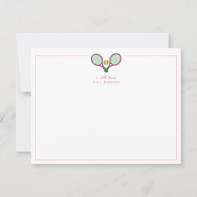 Preppy Pink & Green Tennis rackets  Tack Kort (Framsida)