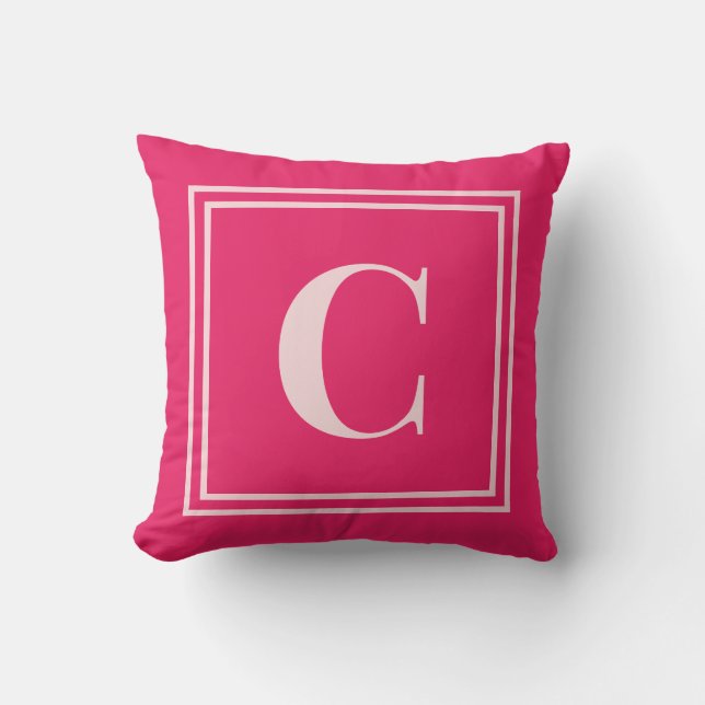 Preppy Pink Monogram Dorm Room Pillow – Classic Kudde (Framsida)