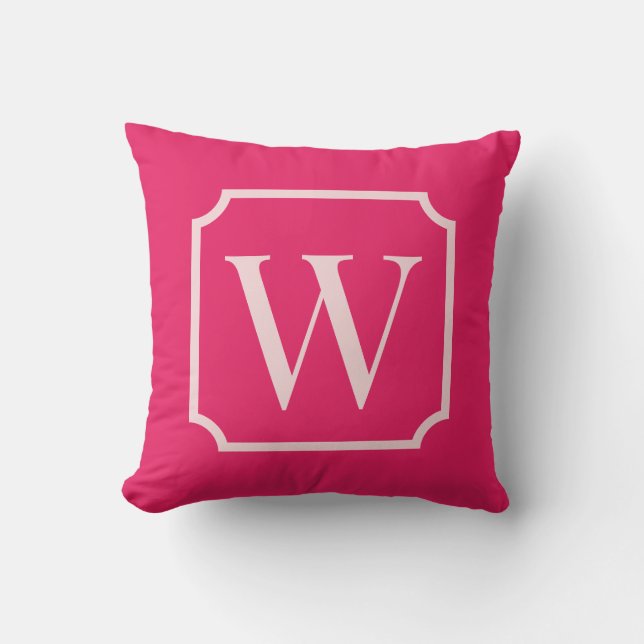 Preppy Pink Monogram Dorm Room Pillow  Kudde (Framsida)