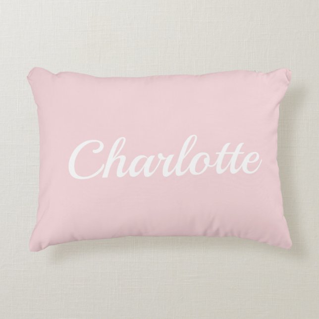 Preppy Pink Personalized Name Dorm Room Pillow Prydnadskudde (Framsidan)