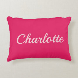 Preppy Pink Personalized Name Dorm Room Pillow Prydnadskudde