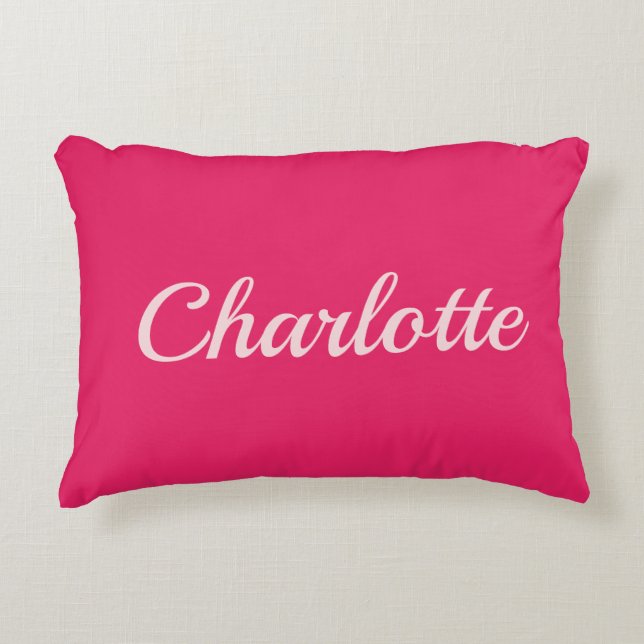 Preppy Pink Personalized Name Dorm Room Pillow Prydnadskudde (Framsidan)