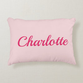 Preppy Pink Personalized Name Dorm Room Pillow Prydnadskudde