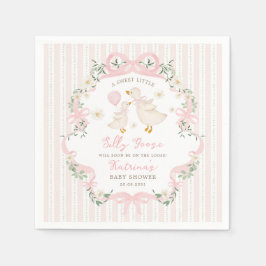 Preppy Pink Silly Goose Bow Floral Baby Shower Pappersservett