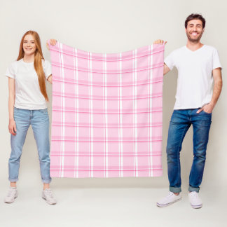 Preppy Pink Traditional Checkered Pattern Fleecefilt
