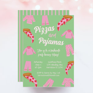 Preppy Pizza och Pajama Möhippa Inbjudningar