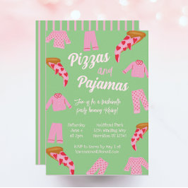 Preppy Pizza och Pyjamas Systerparty Inbjudningar