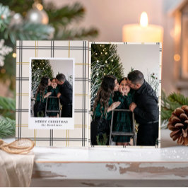 Preppy Plaid Double Stripe Window Christmas Card Inbjudningar