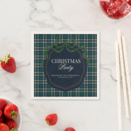 Preppy Plaid Julfest Grön Marinblå Tartan Pappersservett
