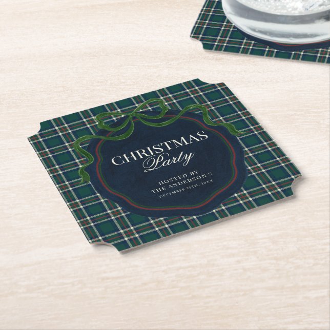 Preppy Plaid Julfest Navy Grön Tartan   Underlägg Papper (Vinklad)