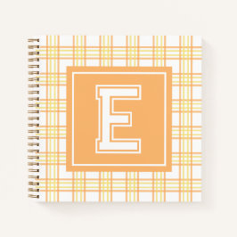Preppy Plaid Varsity Monogram Orange Yellow Square