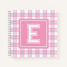 Preppy Plaid Varsity Monogram Pink Purple Square