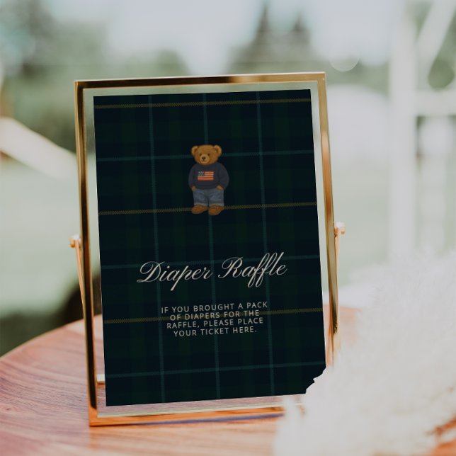Preppy Polo Nalle Björn Blöja Lotteri Skylt (Skapare uppladdad)