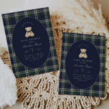 Preppy Polo Tartan Teddybjörn Pojke Baby Shower
